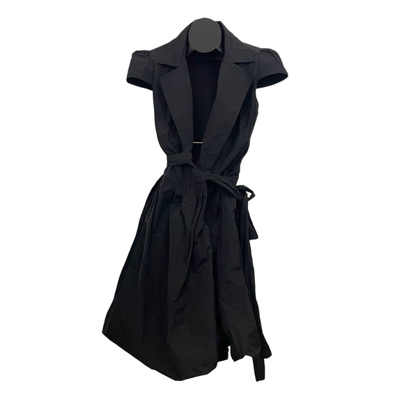 Calvin Klein Dresses & Skirts - Calvin Klein Women's Black Puffy Dress Small Wrap Collared Lined Retro Style